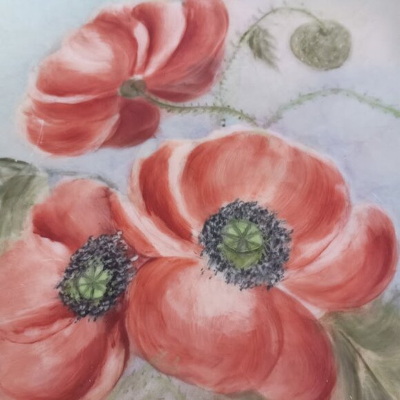 1981 Vintage Hand Painted Display Plate with Poppies - Picture 3 of 6